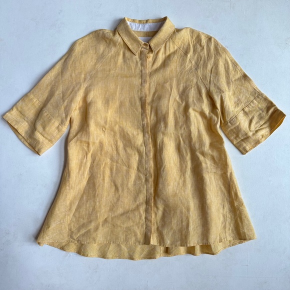 Lafayette 148 Yellow Linen Top - Picture 2 of 6